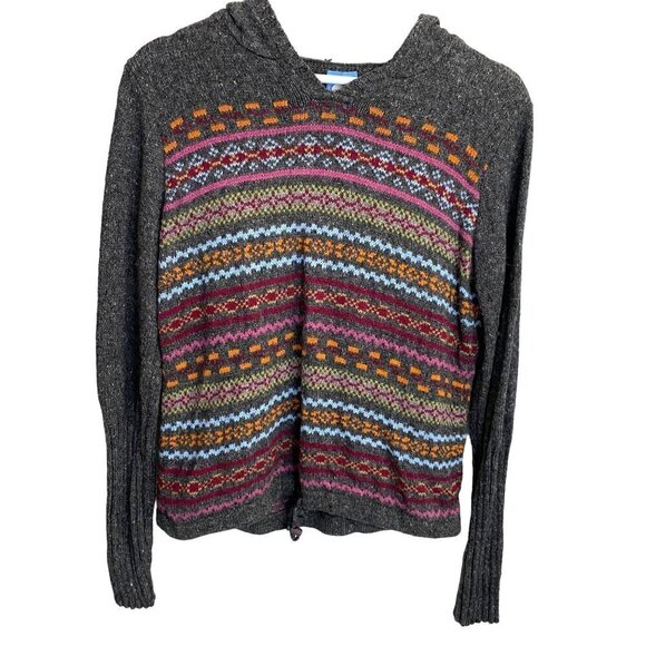 By Next Era Wool Blend Hoodie Sweater Multi Colored Striped Pattern Academia-  M - Picture 1 of 8
